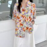 WATER COLOR FLOWER BUTTONED DOWN