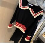 Ruffle Trim Knitted Matching Set